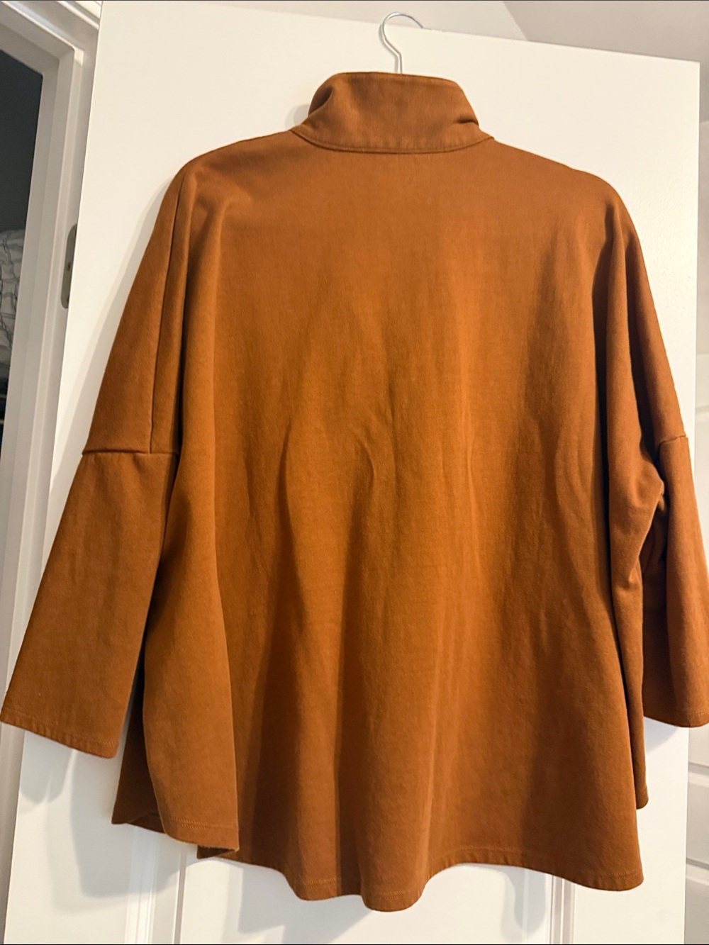 crown & ivy Oversized Funnel Neck Cape Jacket in Rust